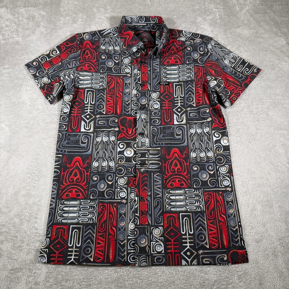 Retro Rifle Biff Shirt Mens Small Red Back To The Future B.T.T.F. Button‎ Down